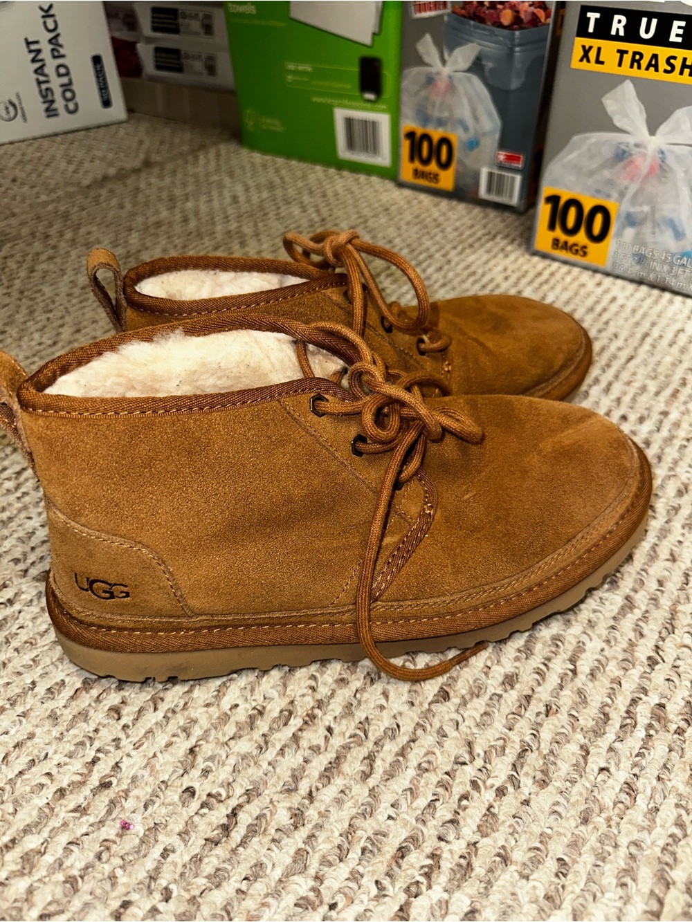 UGG  Chestnut Suede Lace-Up Shearling Boots